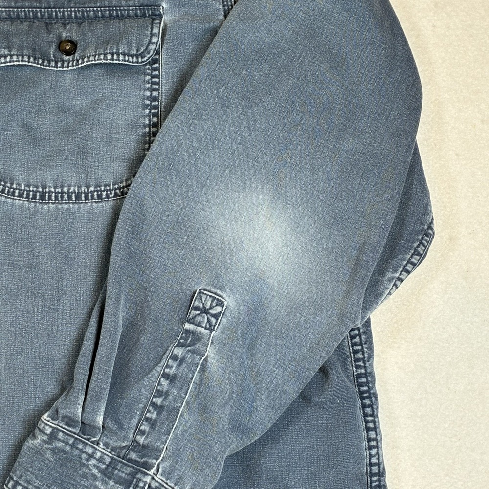 Vintage L.L. Bean Men's 2XL Denim Flannel Lined Shirt Jacket Distressed READ - Picture 15 of 16